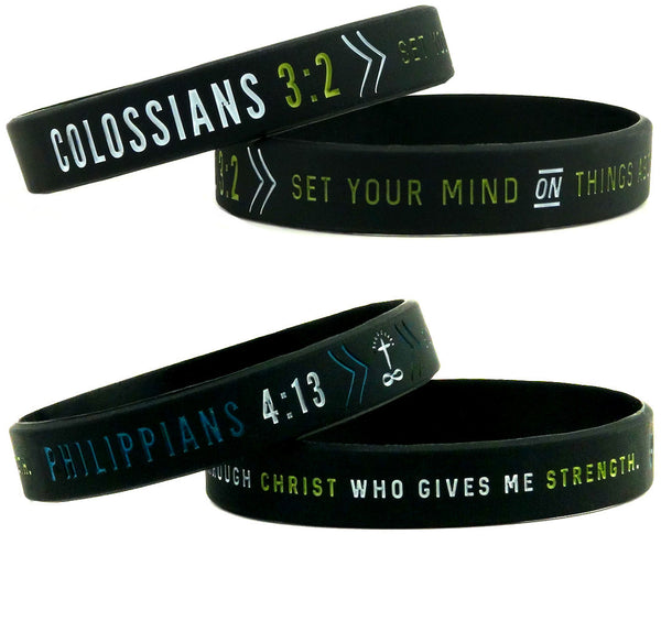 (6pack) FAITH WRISTBANDS w/ BIBLE VERSES Christian Apparel Gifts fo