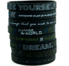 (12-pack) "BE YOURSELF, CHANGE THE WORLD, CREATE, & DREAM" - Inspirational Silicone Wristbands - Inkstone Gifts