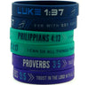 FAITH FITNESS WRISTBANDS, FOR HER (6-pack) - Philippians 4:13, Luke 1:37, & Proverbs 3:5 Silicone Bracelets - Christian Sports Apparel Gifts for Ladies Women - Inkstone Gifts