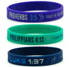 FAITH FITNESS WRISTBANDS, FOR HER (6-pack) - Philippians 4:13, Luke 1:37, & Proverbs 3:5 Silicone Bracelets - Christian Sports Apparel Gifts for Ladies Women - Inkstone Gifts