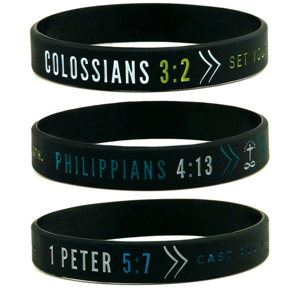 (6-pack) FAITH WRISTBANDS w/ BIBLE VERSES - Christian Apparel Gifts for Men Women - Inkstone Gifts