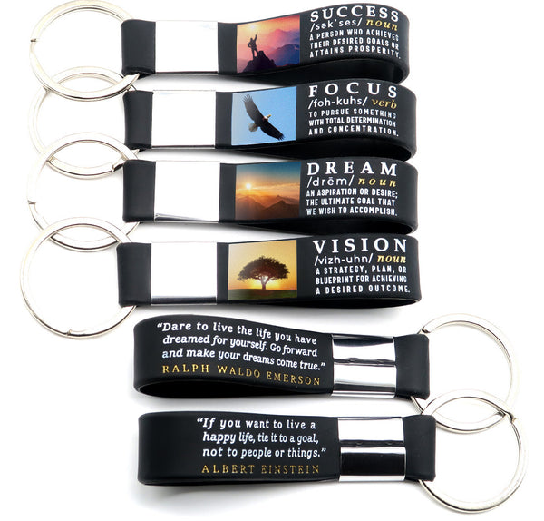 (12-pack) Motivational Quote Keychains - Success, Dream, Focus,  Vision - Wholesale Bulk Pack of 1 Dozen Key Chains - Corporate Oﬃce Business Quote Gifts Idea for Students Coworkers Employees  Clients - Inkstone Gifts